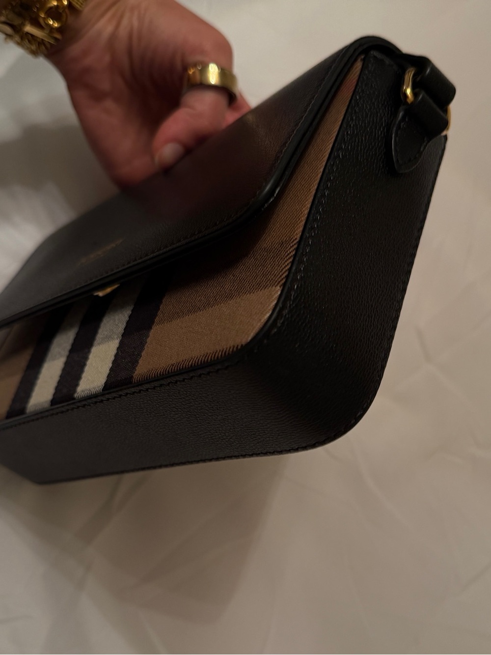 Burberry Black Leather & Nova Check Crossbody Shoulder Bag - Picture 5 of 6